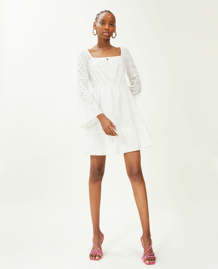 Robe courte broderie anglaise blanc - Pimkie