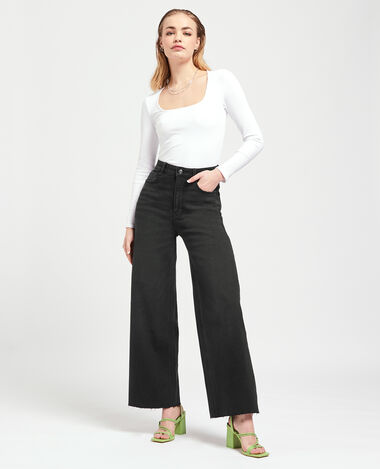 Jean wide taille haute noir - Pimkie