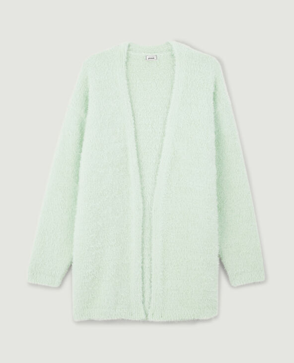 Gilet long en maille poilue vert - Pimkie