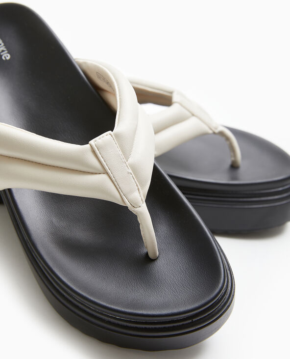 Tongs en simili avec semelles compensées écru - Pimkie