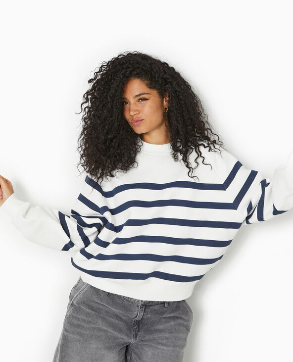 Sweat col rond rayé bleu - Pimkie