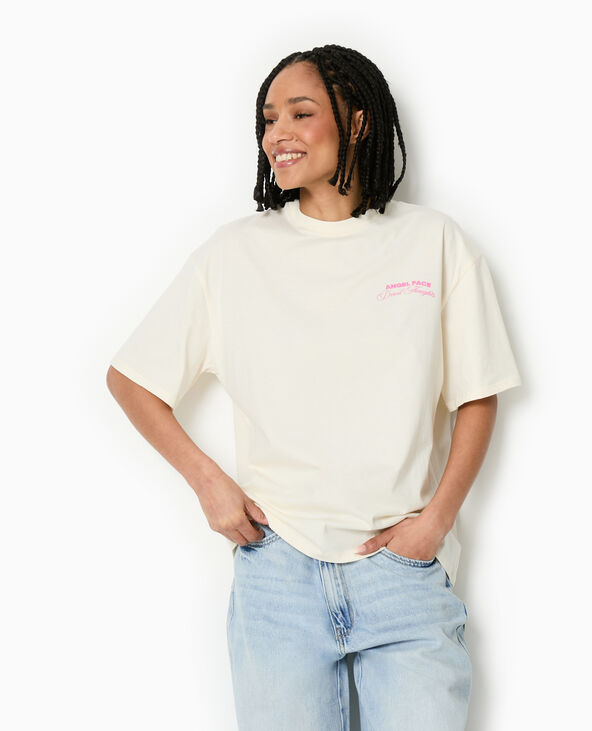 T-shirt oversize avec print poitrine et dos blanc - Pimkie