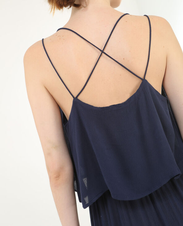 Robe longue dos croisé bleu marine - Pimkie