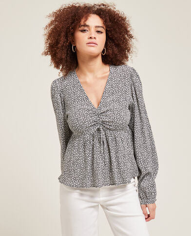 Blouse encolure V base volantée noir - Pimkie