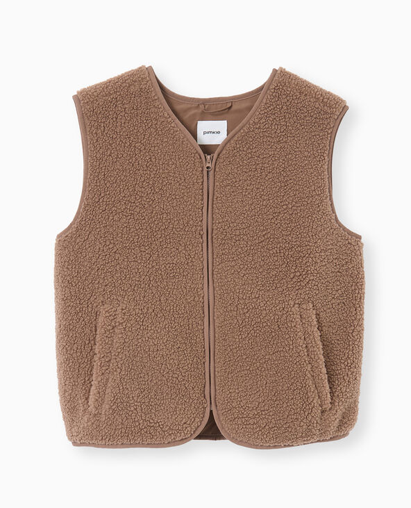 Gilet sans manches en sherpa effet mouton marron - Pimkie