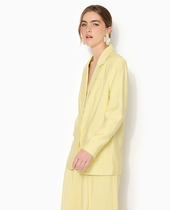 Veste blazer oversize en tissu fluide jaune - Pimkie