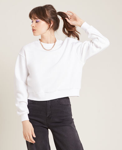 Sweat court en molleton blanc - Pimkie