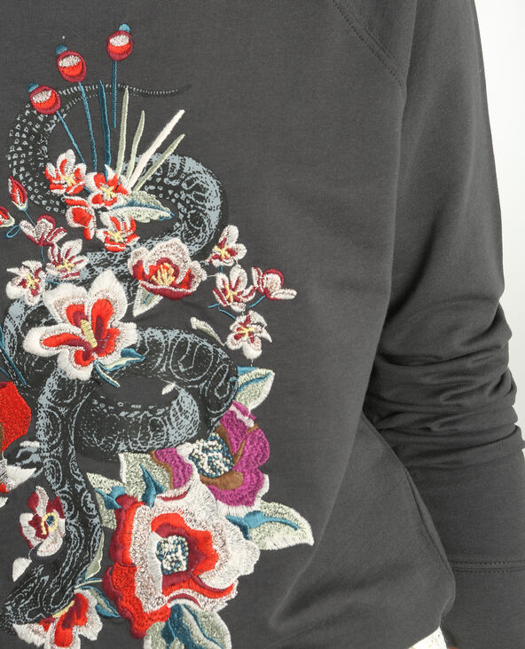 Sweat brodé gris foncé - Pimkie