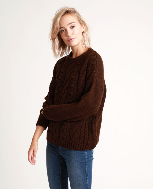 Pull torsadé marron - Pimkie