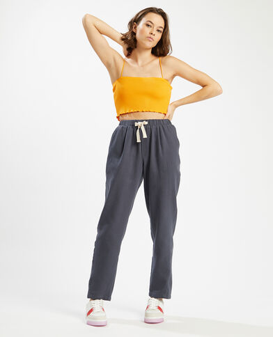 Pantalon taille élastiquée gris foncé - Pimkie