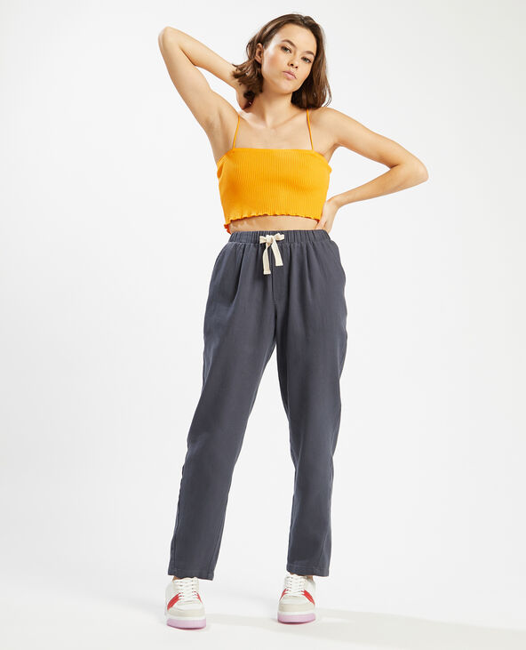 Pantalon taille élastiquée gris foncé - Pimkie