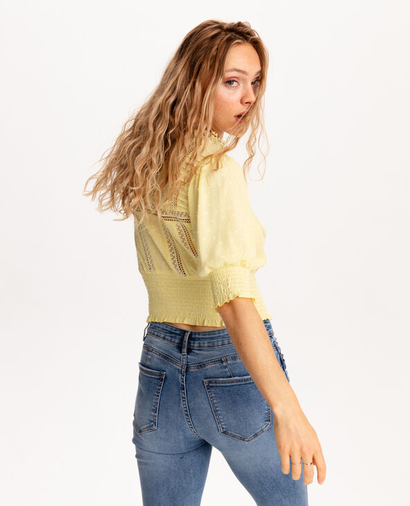 Chemisier dentelle et plumetis jaune - Pimkie