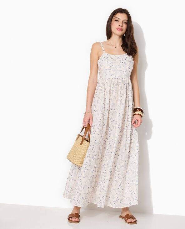 Robe longue à bretelles motif cachemire blanc - Pimkie