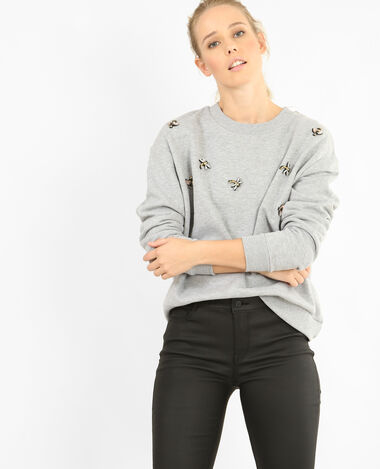 Sweat à bijoux gris chiné - Pimkie
