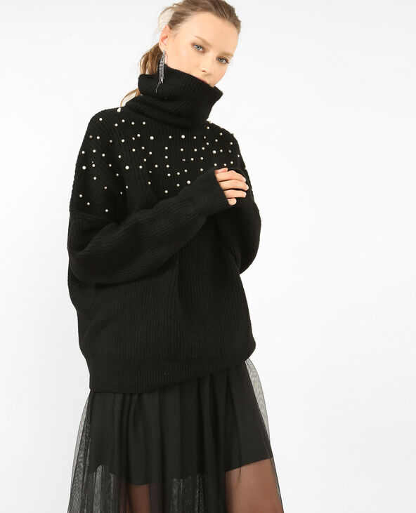 Pull à perles noir - Pimkie
