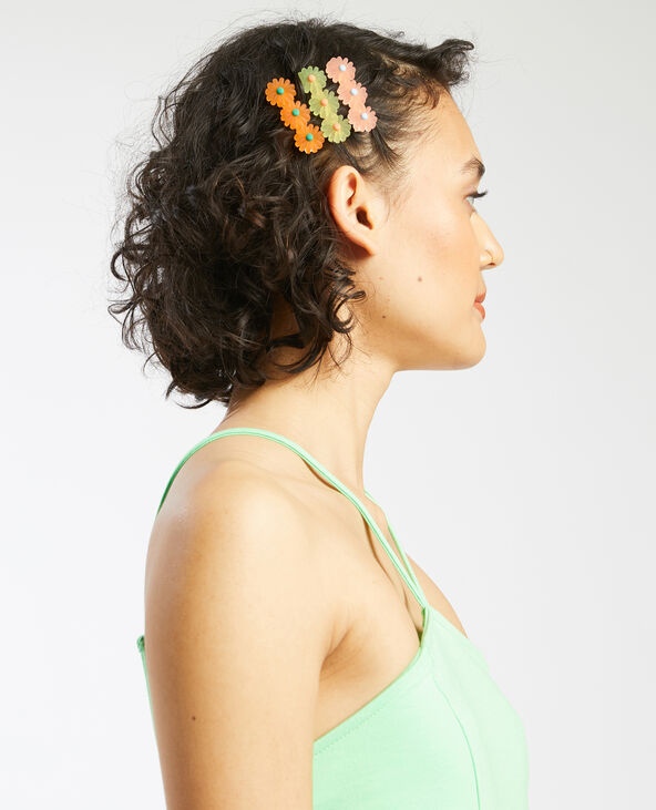 Lot de 3 barrettes fleurs orange - Pimkie