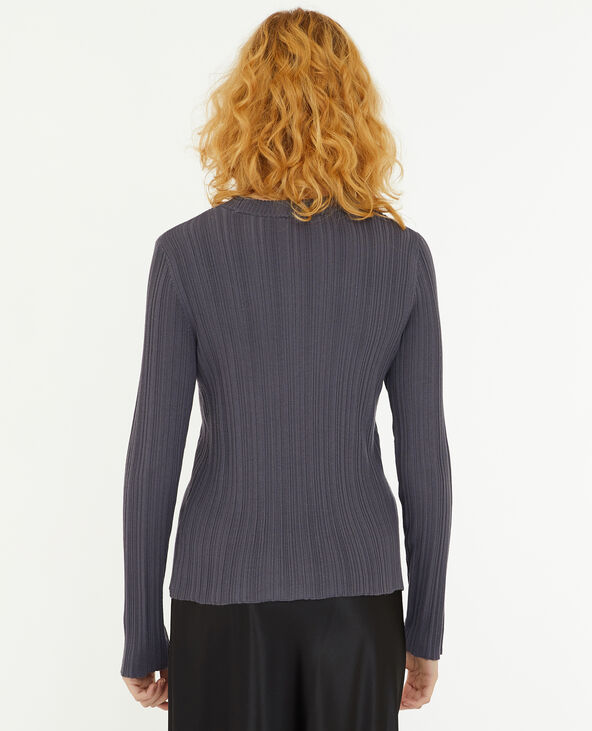 Pull fin en maille côtelée gris foncé - Pimkie