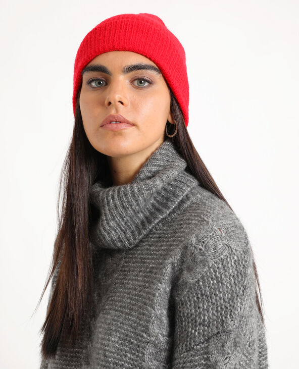 Bonnet à revers bordeaux - Pimkie
