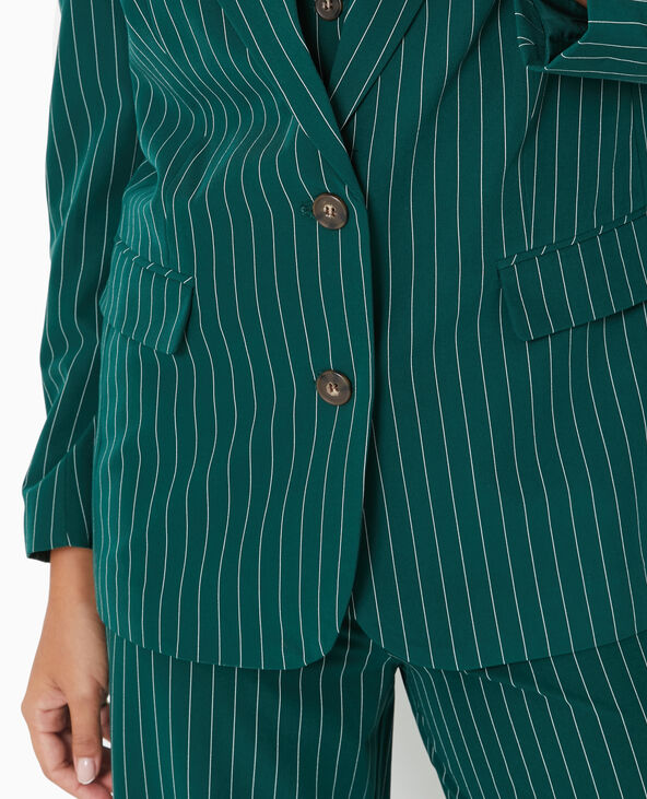 Veste blazer oversize avec rayures banquier vert foncé - Pimkie
