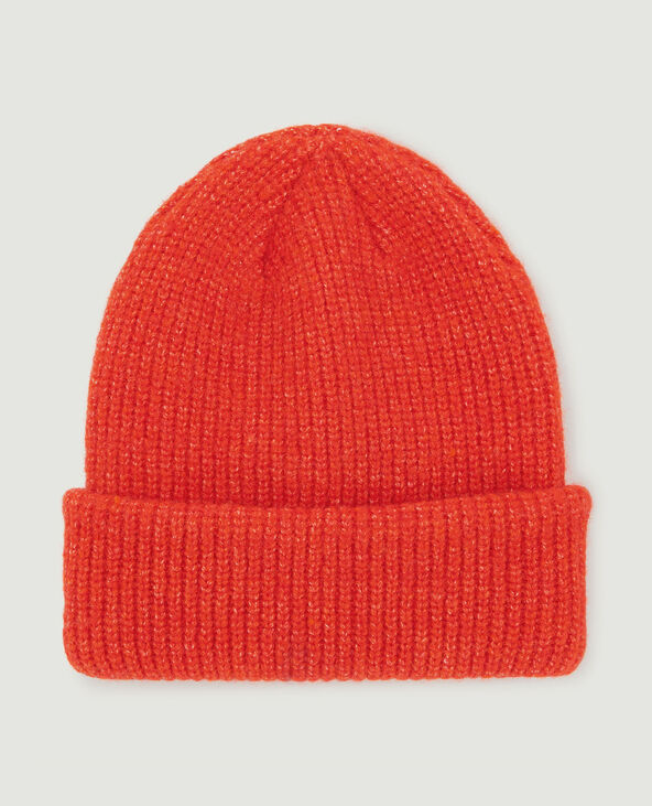 Bonnet avec revers orange - Pimkie