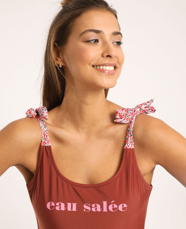 Maillot une pièce à fleurs marron - Pimkie
