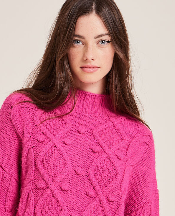 Pull maille fantaisie col montant rose - Pimkie