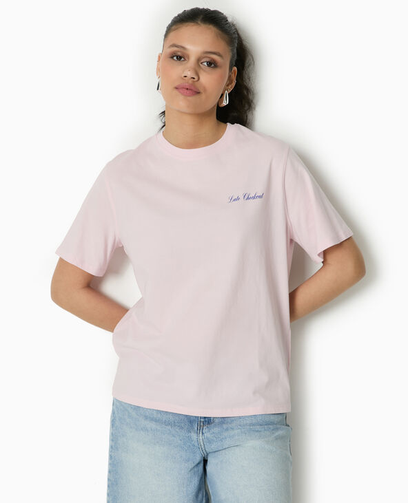 T-shirt oversize avec print devant et dos rose clair - Pimkie