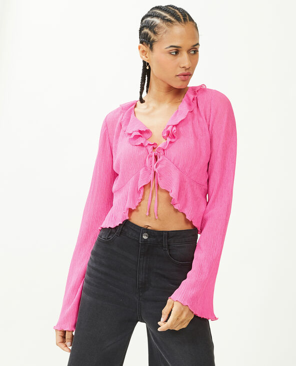 Top à nouer avec volants rose - Pimkie