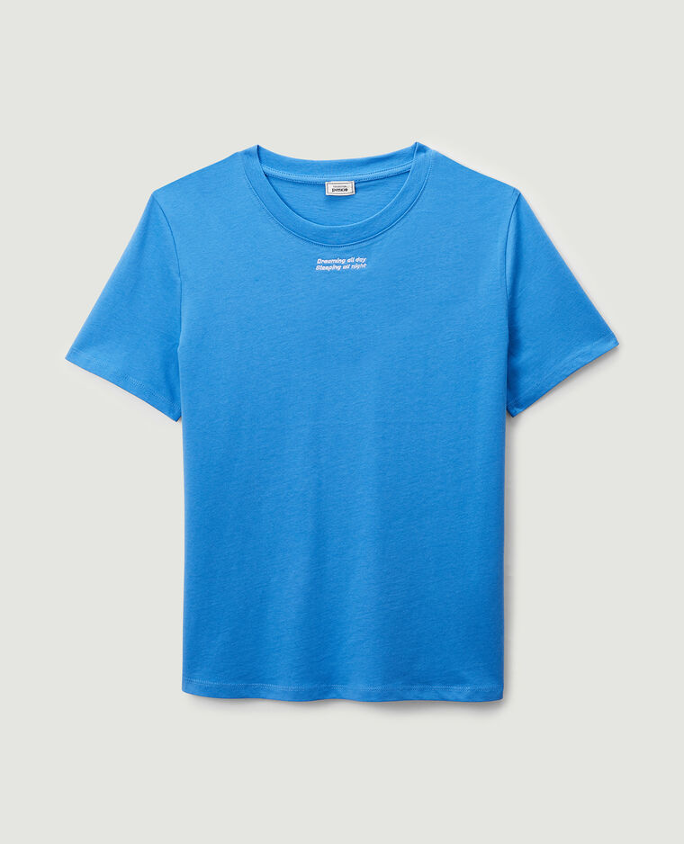 T-shirt inscription brodée bleu électrique - Pimkie