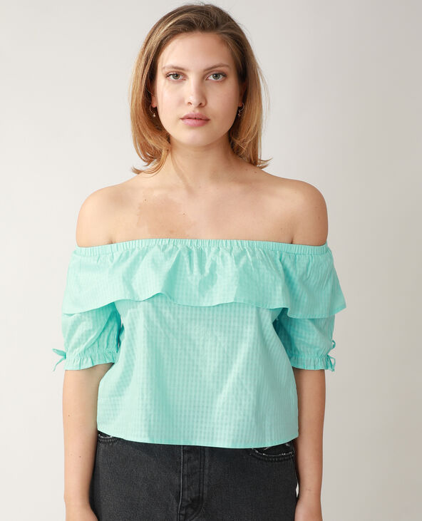 Top Vichy bleu turquoise - Pimkie