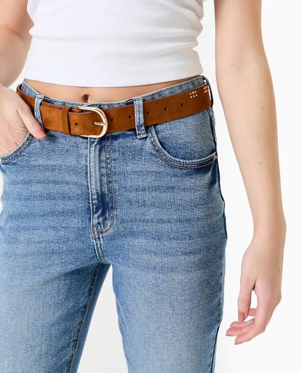 Ceinture aspect suédine avec petits clous camel - Pimkie