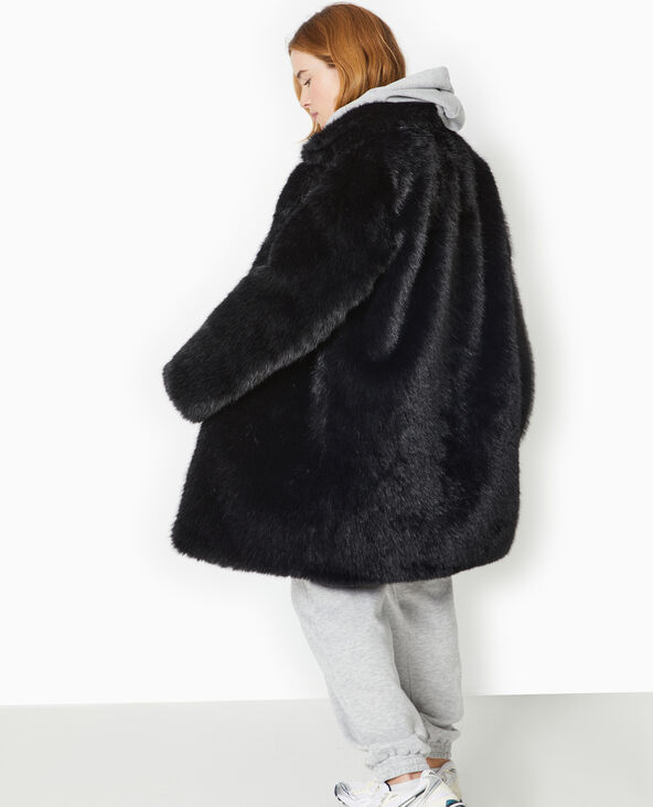 Manteau en fausse fourrure noir - Pimkie