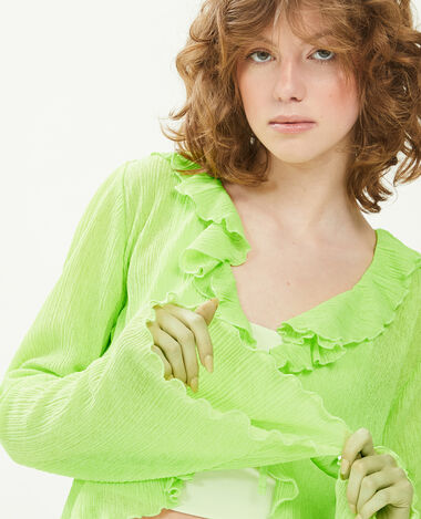Top à nouer avec volants vert olive - Pimkie