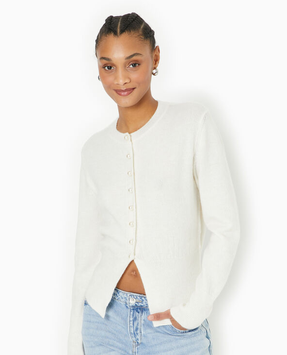 Gilet cintré avec boutons perles blanc - Pimkie