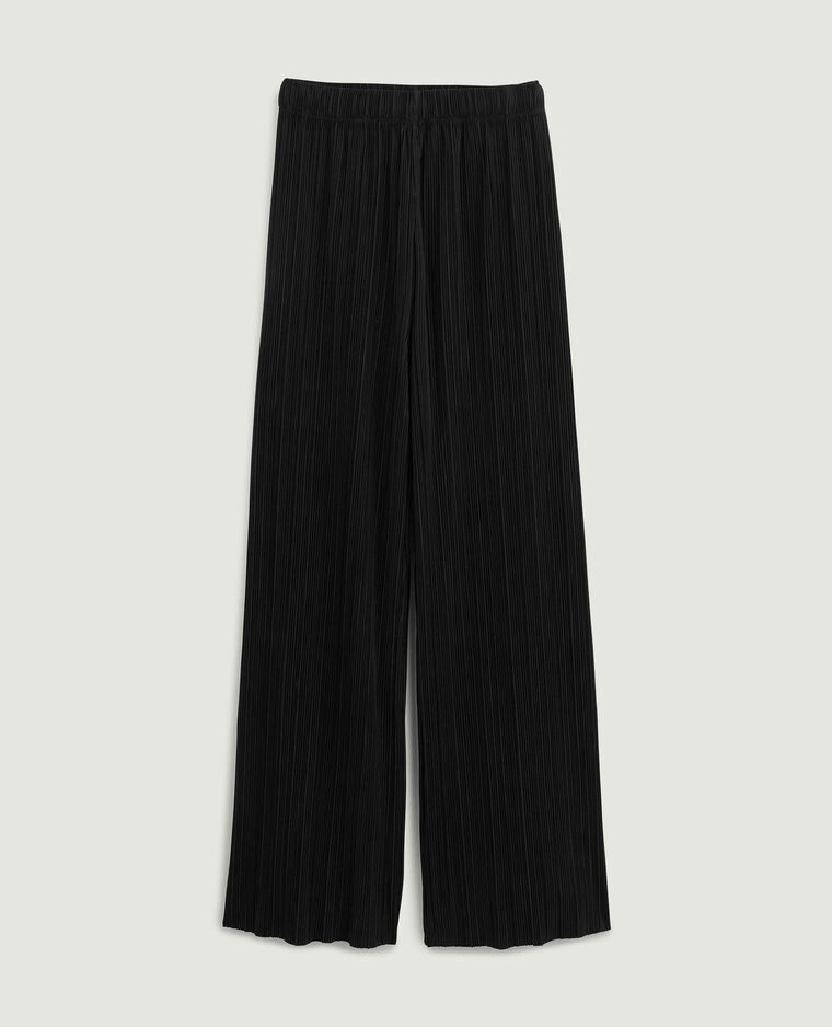 Pantalon large maille plissée noir - Pimkie