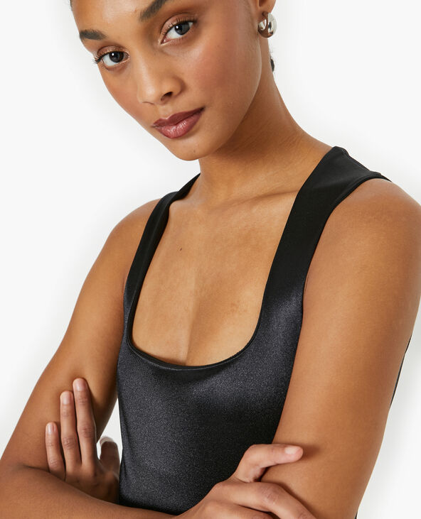 Body encolure carrée en maille brillante noir - Pimkie