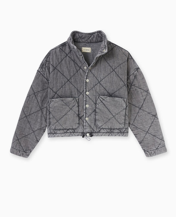 Veste matelassée en jean délavé acid wash gris foncé - Pimkie