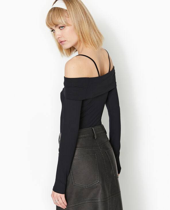 Body manches longues encolure Bardot noir - Pimkie