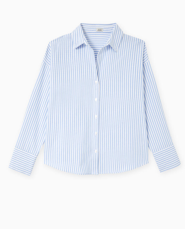 Chemise oversize rayée col ouvert bleu - Pimkie