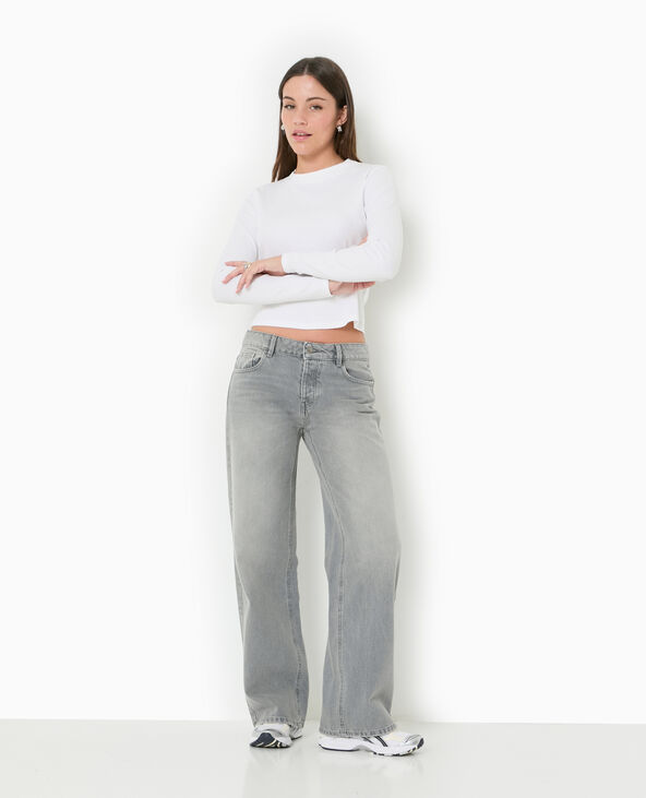 Jean droit taille basse blanc - Pimkie