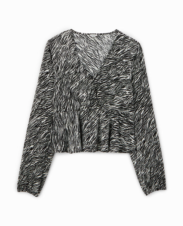 Blouse cache-cœur en tissu fluide noir - Pimkie