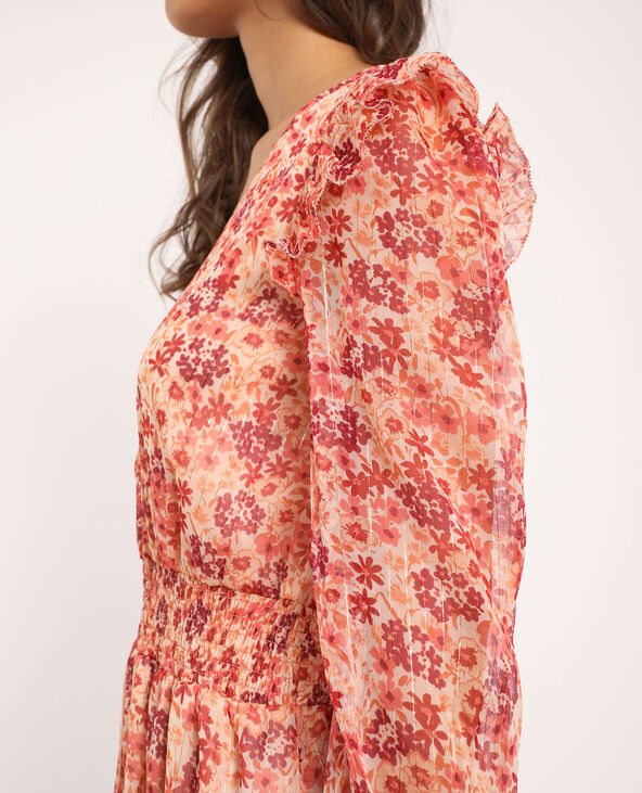 Robe à fleurs beige - Pimkie
