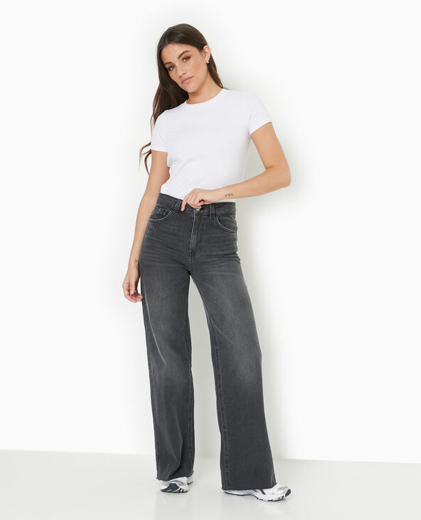 Jean wide taille haute gris foncé - Pimkie