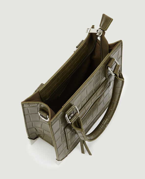 Sac boxy effet croco avec chaîne vert kaki - Pimkie