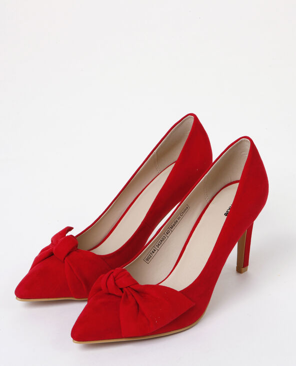Escarpins microfibre nœud rouge - Pimkie