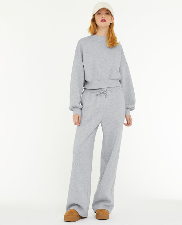 Pantalon de jogging droit en molleton gris chiné - Pimkie