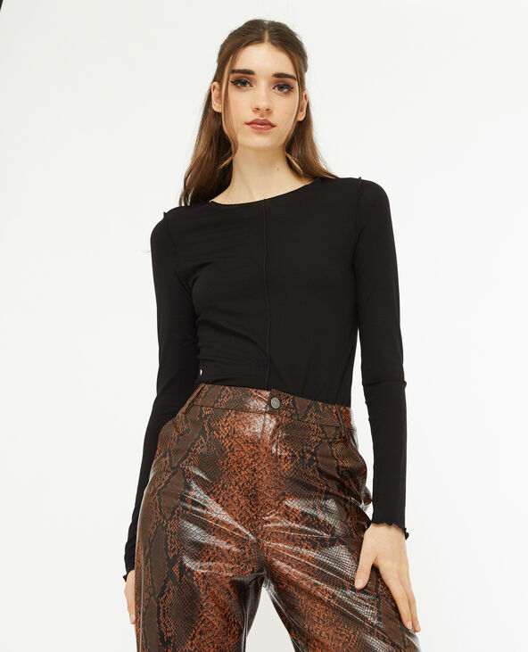 Top manches longues avec coutures apparentes noir - Pimkie