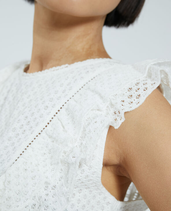 Top dentelle et volants blanc - Pimkie