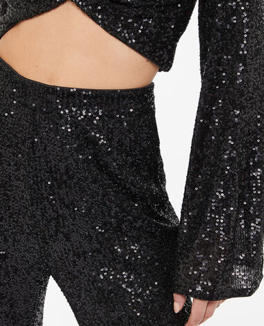 Pantalon flare avec sequins noir - Pimkie