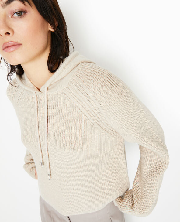 Pull court avec capuche beige - Pimkie